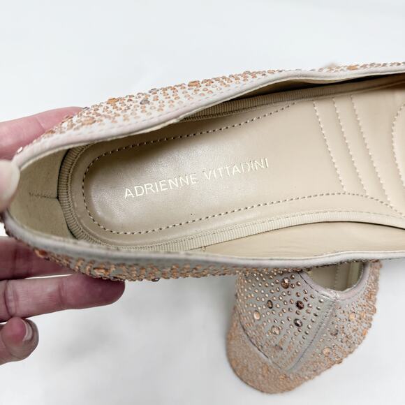 [Adrienne Vittadini] Fiona Crystal Sequined Pointed Toe Block Heel Pumps Sz 11M - Picture 9 of 11